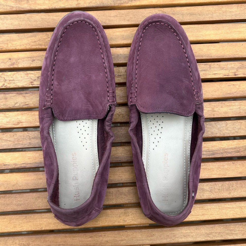 Hush Puppies suede burgundy loafer size 7